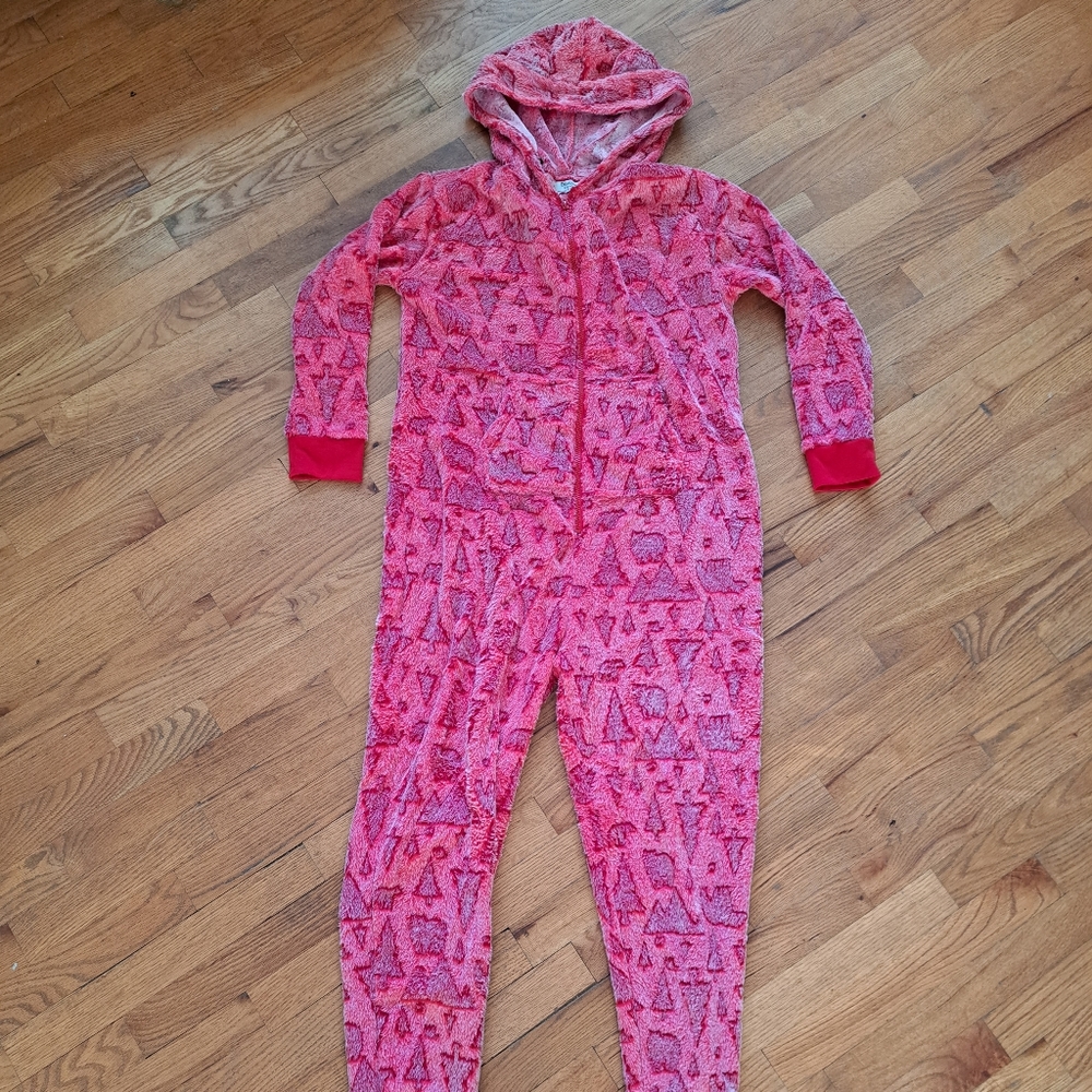 Red & Pink Women's Christmas Tree Onesie Sz S